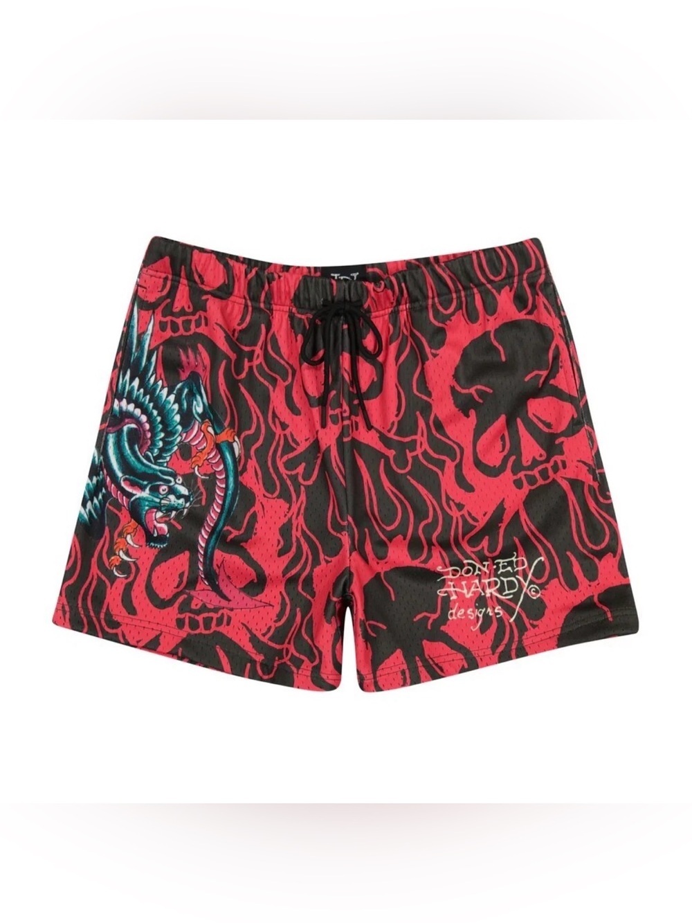 ED HARDY Panther Dragon Mesh Basketball Shorts Size M